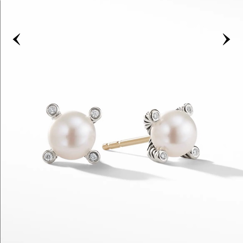David Yurman Pearl Earrings with Diamonds